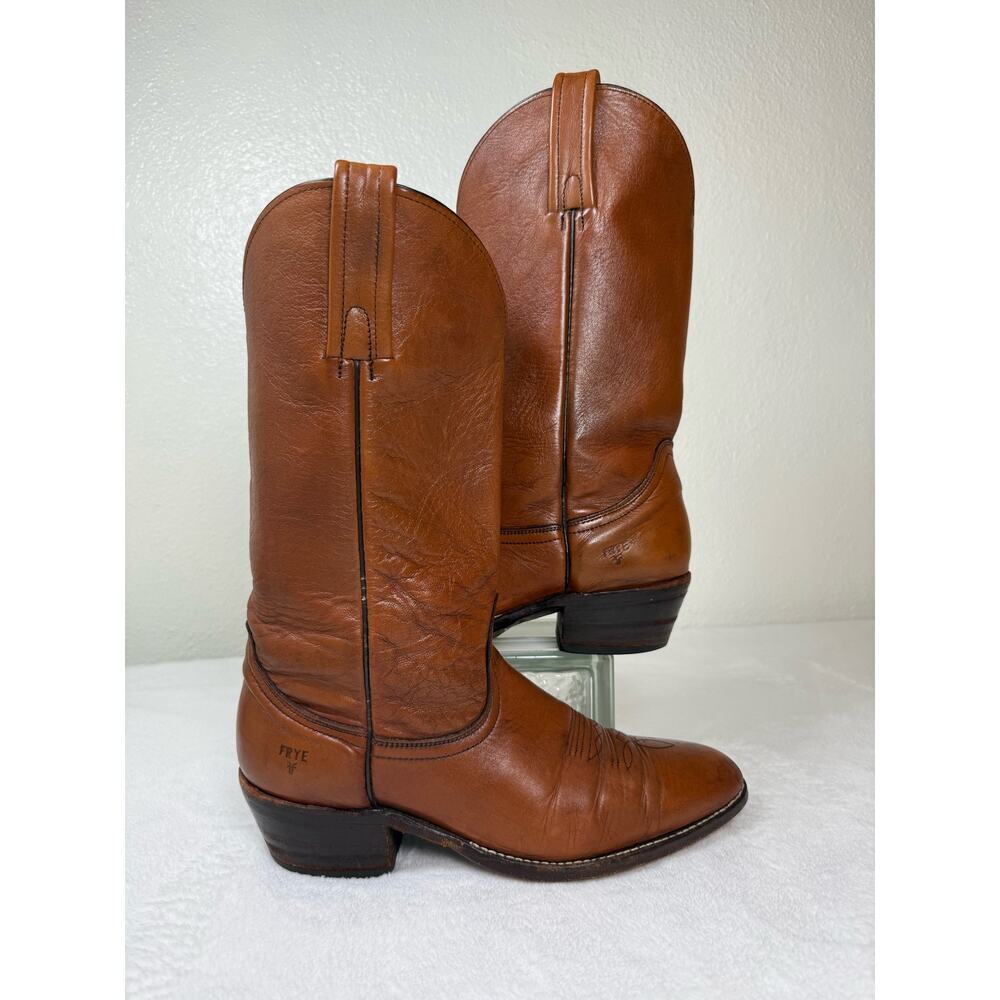 Vintage FRYE 12' Cowgirl Rodeo Boots Sz Women's 11 Brown Distressed Leather - Picture 6 of 10